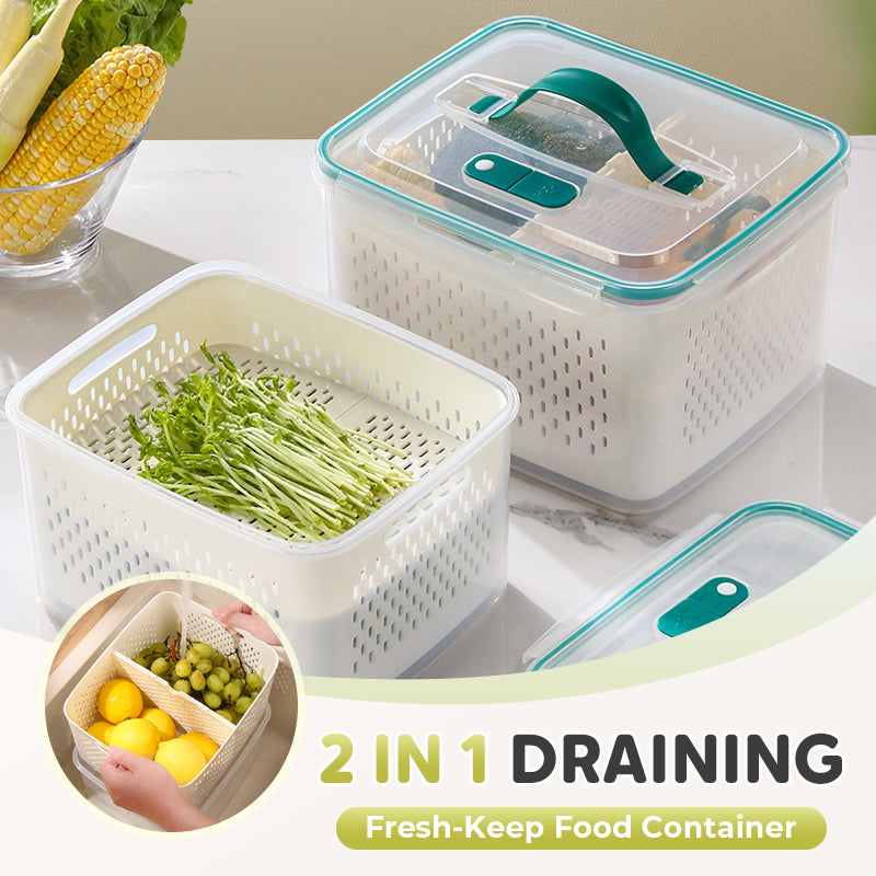 💐50% OFF ! 2 in 1 Meal Prep Container – Removable Drainer & Airtight Lid 🥑❄️【Limited Offer】