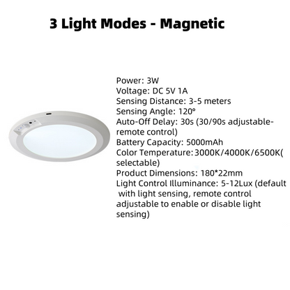 Magnetic Motion Sensor Ceiling Light with Remote