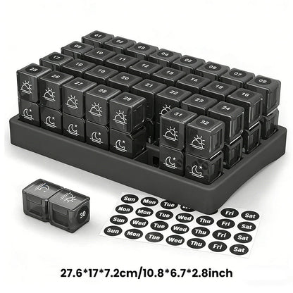 🔥Last Day Sale 60% OFF⏰💊📅 Daily 31-Day Pill Organizer Travel Case – 🔒📦 4-Week Medication Box with Compartments & Labels, Ideal for Weekly Planning, Vacations & Seniors, Compact Storage