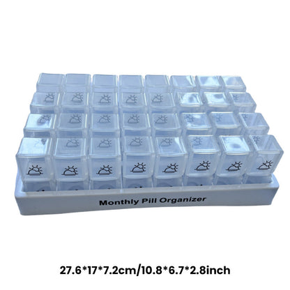 🔥Last Day Sale 60% OFF⏰💊📅 Daily 31-Day Pill Organizer Travel Case – 🔒📦 4-Week Medication Box with Compartments & Labels, Ideal for Weekly Planning, Vacations & Seniors, Compact Storage
