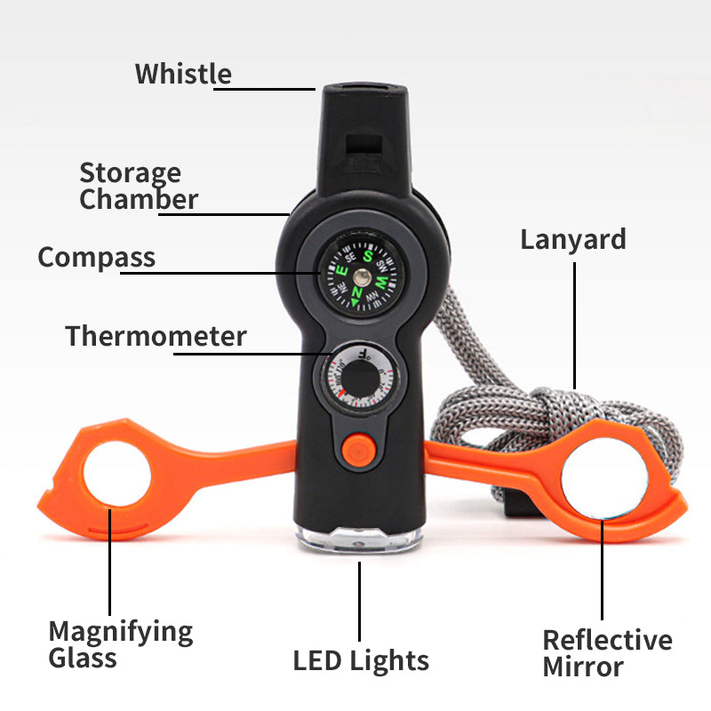 7-in-1 Multi-functional Outdoor Survival Whistle