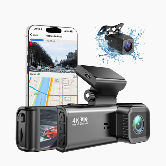 Dual Dash Cam for Cars with WiFi, GPS & Night Vision