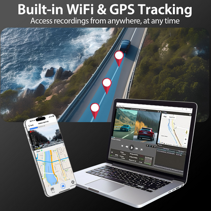 Dual Dash Cam for Cars with WiFi, GPS & Night Vision