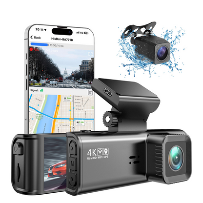 Dual Dash Cam for Cars with WiFi, GPS & Night Vision