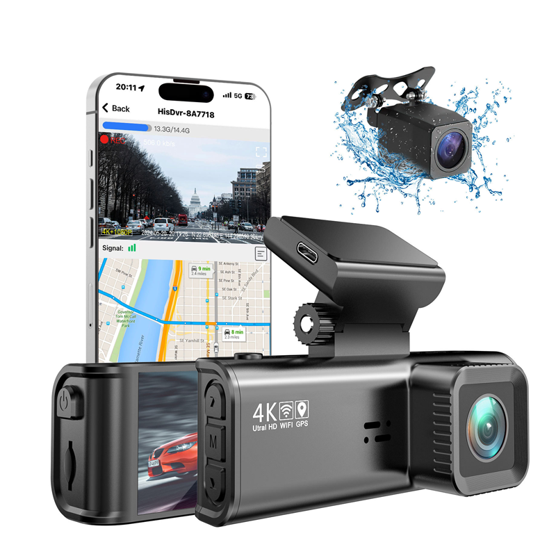 Dual Dash Cam for Cars with WiFi, GPS & Night Vision