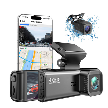 Dual Dash Cam for Cars with WiFi, GPS & Night Vision