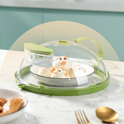 Clear Microwave Splatter Cover with Water Steamer and Handle