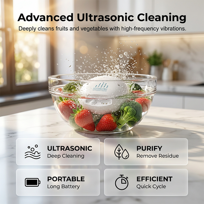🔥Hot Sale 50% OFF🔥 Portable Ultrasonic Fruit & Veg Washer -USB Rechargeable, Helps Clean Produce, for Home Travel 🥬
