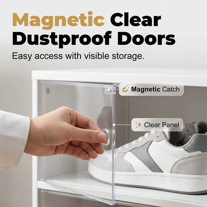 Foldable Installation-Free Shoe Cabinet with Clear Doors