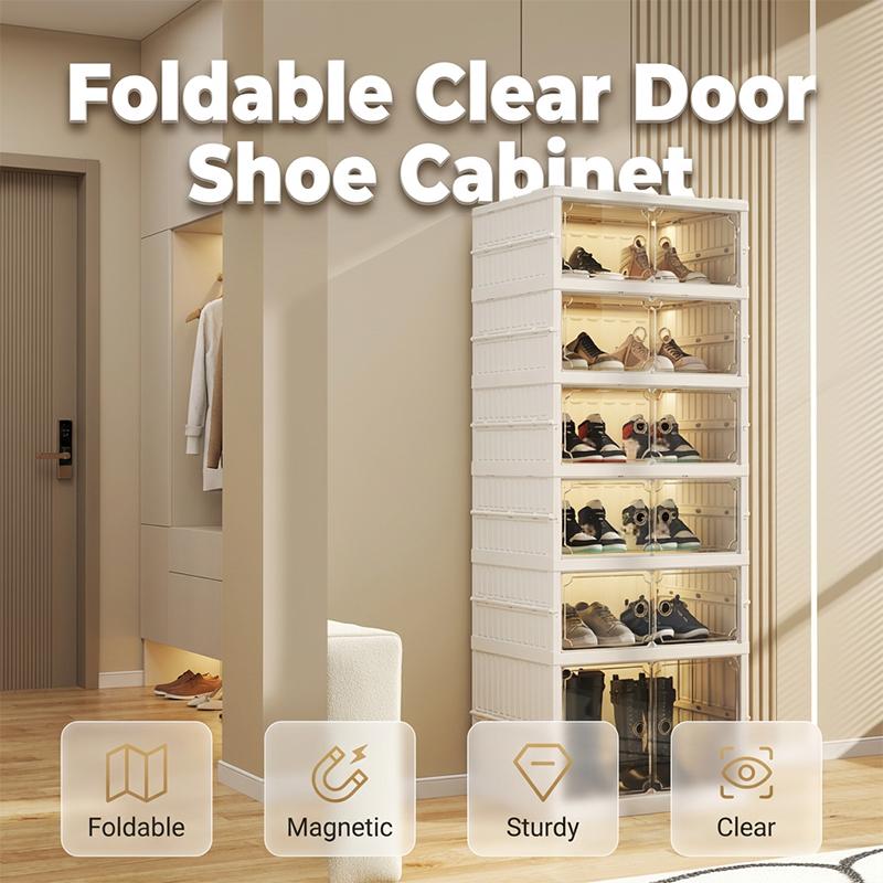 Foldable Installation-Free Shoe Cabinet with Clear Doors