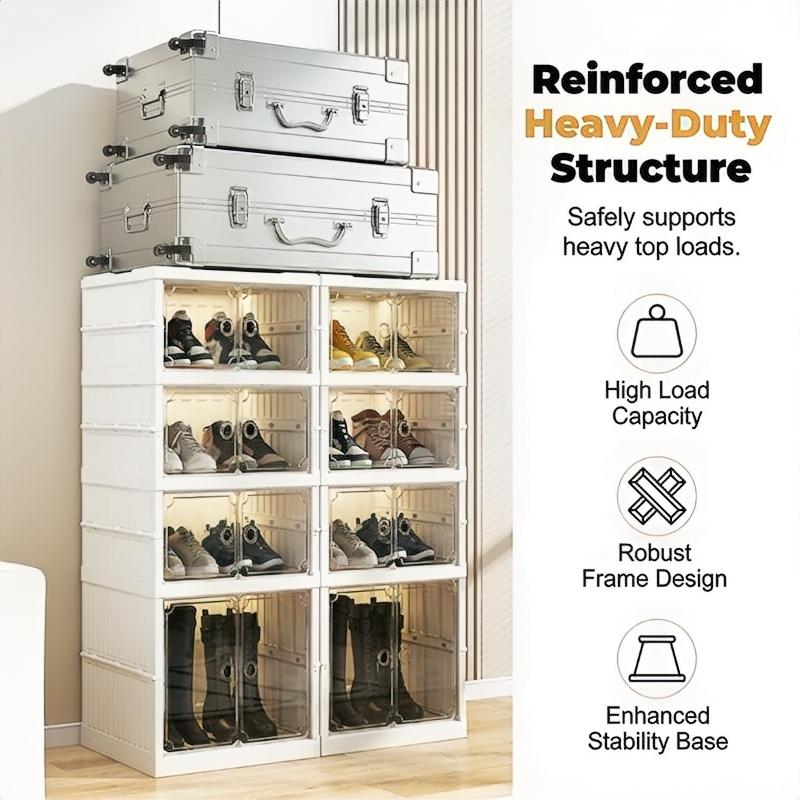 Foldable Installation-Free Shoe Cabinet with Clear Doors