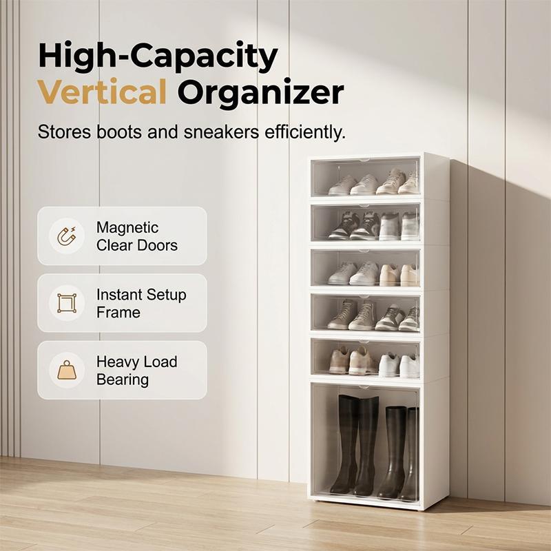 Foldable Installation-Free Shoe Cabinet with Clear Doors