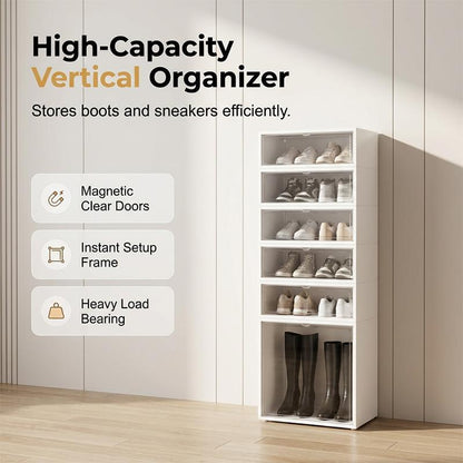 Foldable Installation-Free Shoe Cabinet with Clear Doors