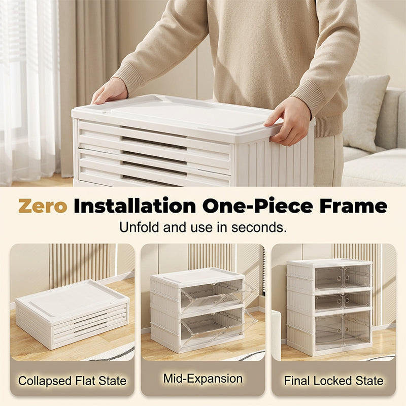 Foldable Installation-Free Shoe Cabinet with Clear Doors