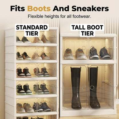 Foldable Installation-Free Shoe Cabinet with Clear Doors