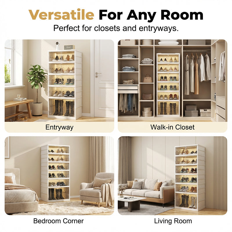 Foldable Installation-Free Shoe Cabinet with Clear Doors