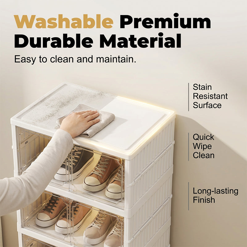 Foldable Installation-Free Shoe Cabinet with Clear Doors