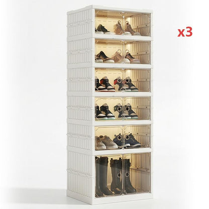 Foldable Installation-Free Shoe Cabinet with Clear Doors