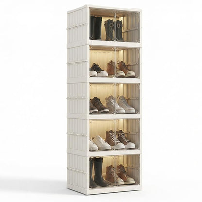 Foldable Installation-Free Shoe Cabinet with Clear Doors