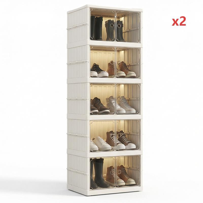Foldable Installation-Free Shoe Cabinet with Clear Doors