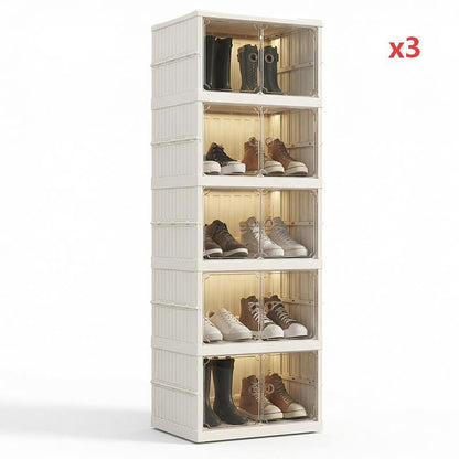 Foldable Installation-Free Shoe Cabinet with Clear Doors
