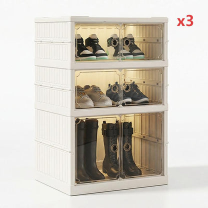 Foldable Installation-Free Shoe Cabinet with Clear Doors