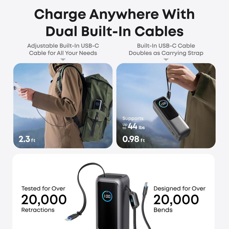Portable Charger with Built-in Cable