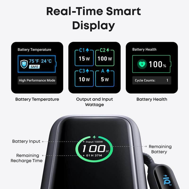 Portable Charger with Built-in Cable