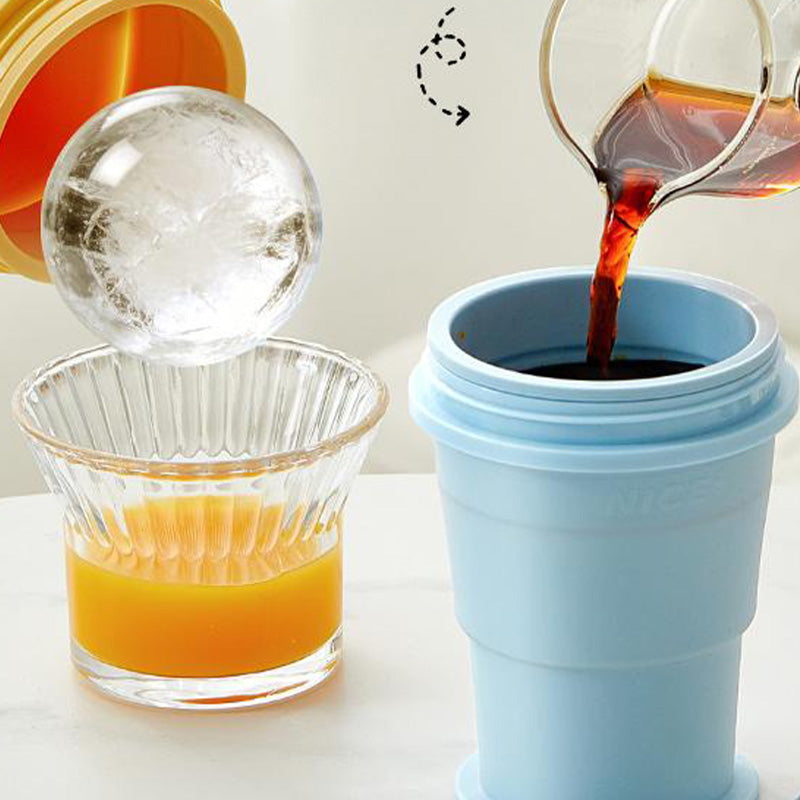 Portable Silicone Cup with Straw & Ice Mold
