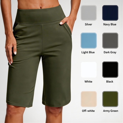 High-Waist Bermuda Shorts – Tummy Control & 4-Way Stretch