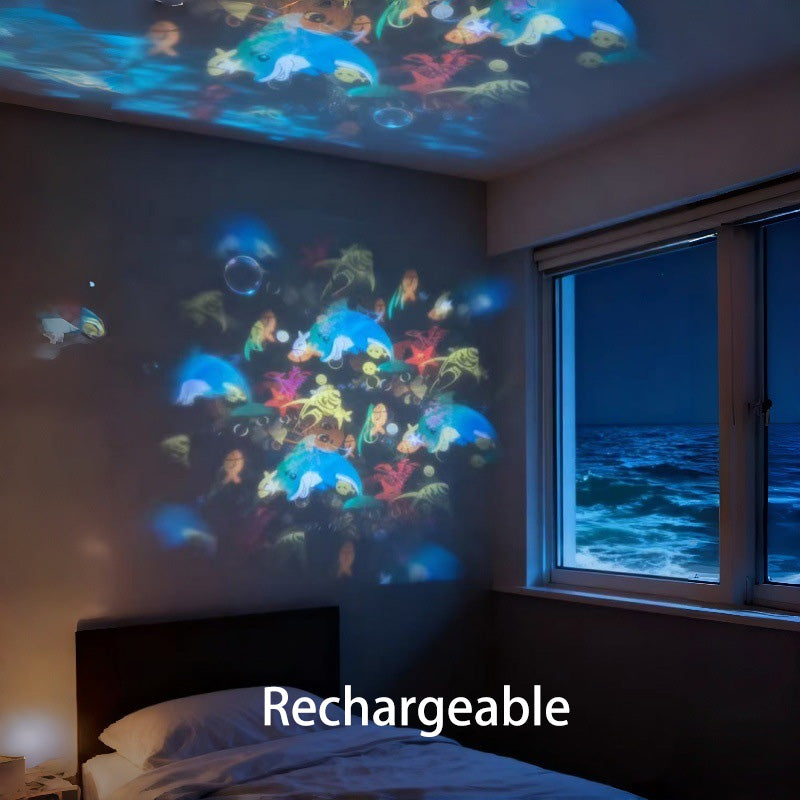 📢📢40% OFF !! ⏰ Ocean Wave Projector Light – Dynamic Rotating Aurora, Adjustable Brightness, Rechargeable