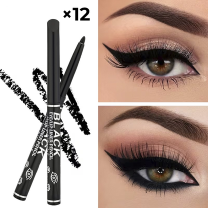 12-Pack Waterproof Retractable Eyeliner Pencil