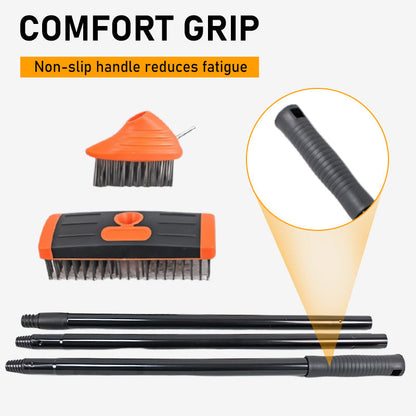 🧹 LIMITED-TIME 50% OFF! 🌿 3-in-1 Weeding Wire Brush Set – Adjustable Pole, 3 Tools, Heavy-Duty 🧤