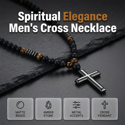 Modern Beaded Cross Pendant Necklace for Men