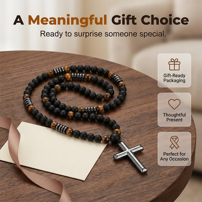 Modern Beaded Cross Pendant Necklace for Men