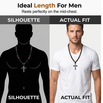 Modern Beaded Cross Pendant Necklace for Men