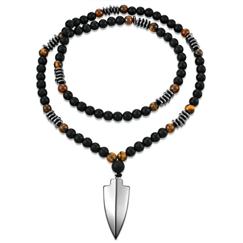 Modern Beaded Cross Pendant Necklace for Men