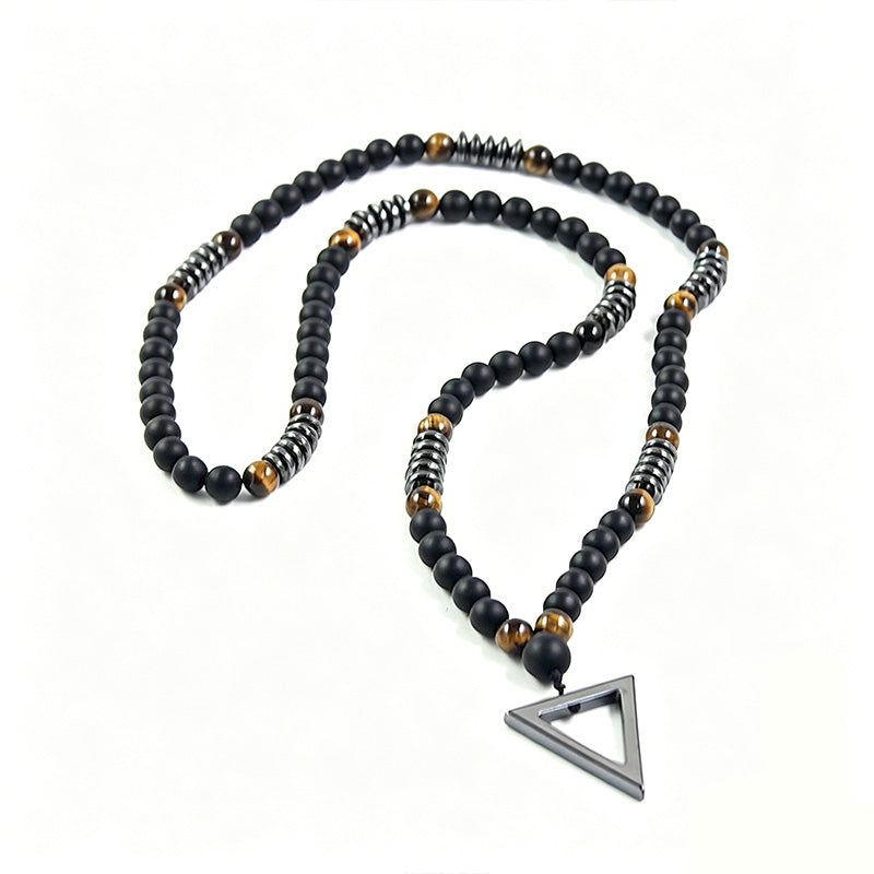 Modern Beaded Cross Pendant Necklace for Men