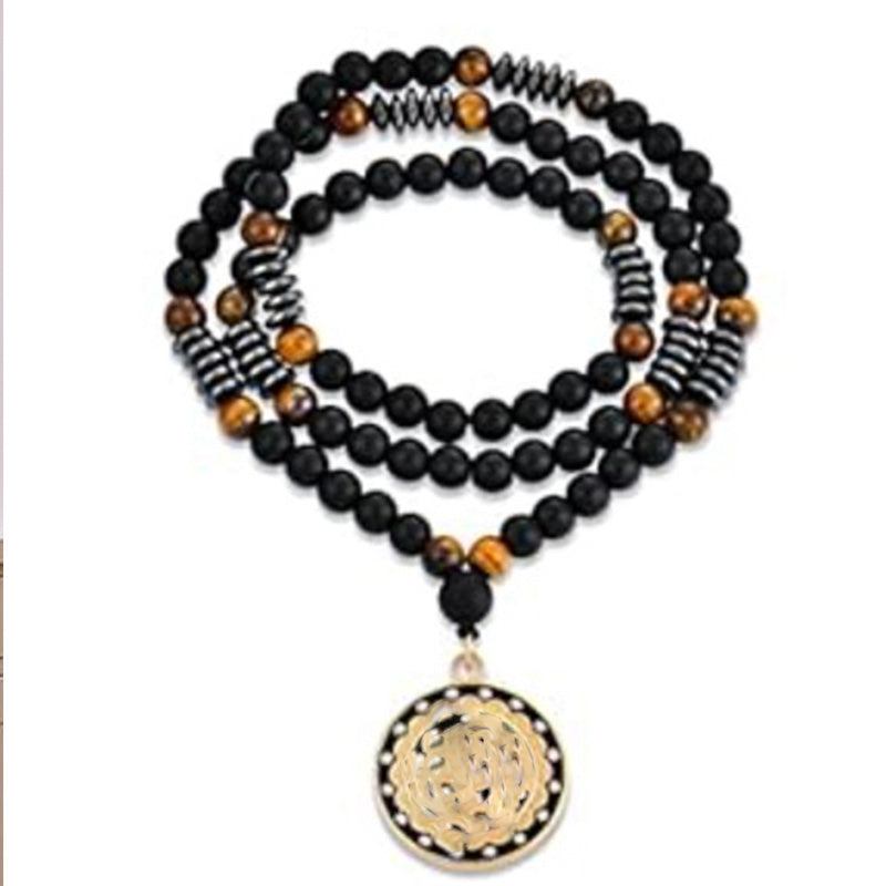 Modern Beaded Cross Pendant Necklace for Men