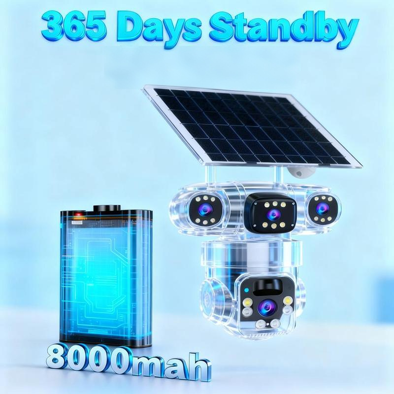 🎉 2026 Sale — Over 32600 Sold! ⏳ Solar Powered 3-Lens WiFi Security Camera｜360° PTZ, 8MP Full Color Night Vision 🛡️✨