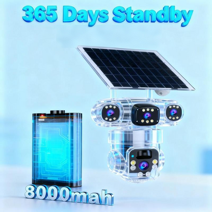 🎉 2026 Sale — Over 32600 Sold! ⏳ Solar Powered 3-Lens WiFi Security Camera｜360° PTZ, 8MP Full Color Night Vision 🛡️✨