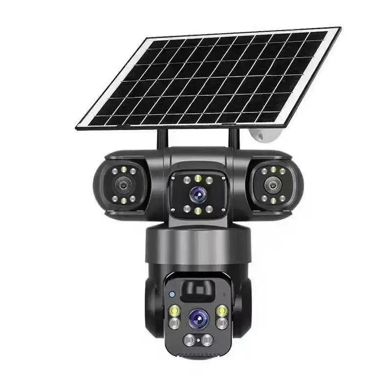 🎉 2026 Sale — Over 32600 Sold! ⏳ Solar Powered 3-Lens WiFi Security Camera｜360° PTZ, 8MP Full Color Night Vision 🛡️✨