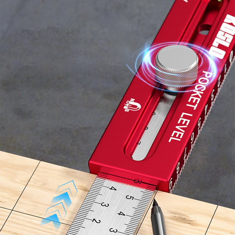 Heavy-Duty Pocket Level with Sliding Ruler