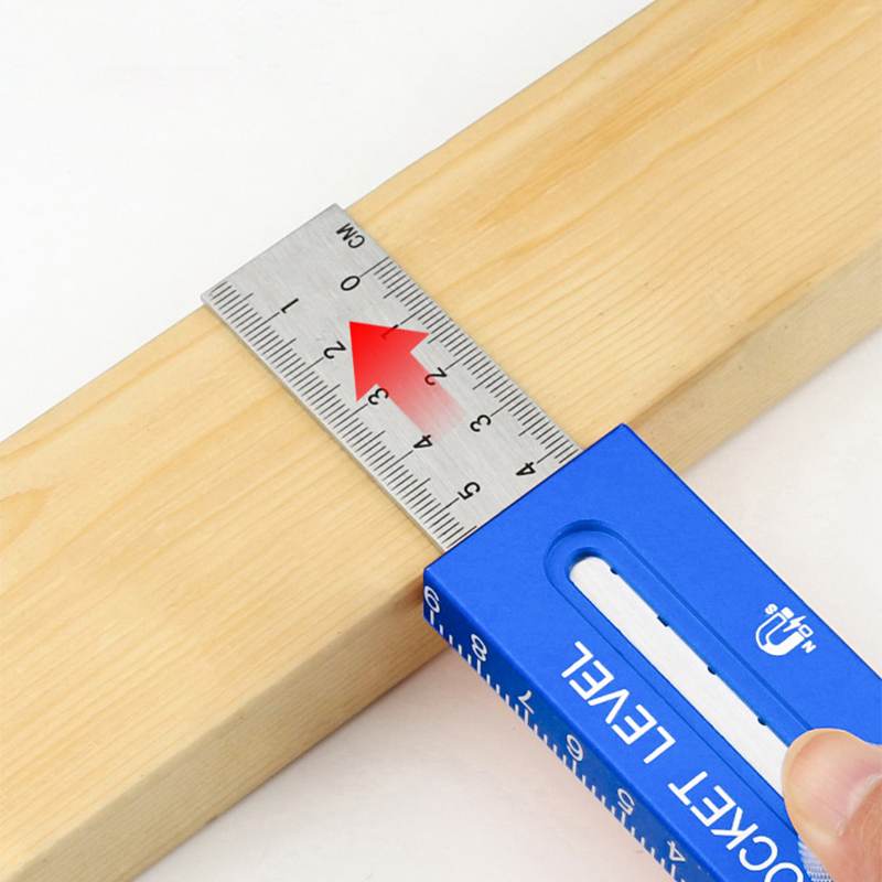 Heavy-Duty Pocket Level with Sliding Ruler