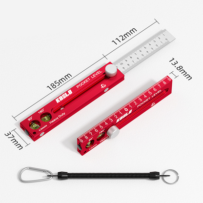 Heavy-Duty Pocket Level with Sliding Ruler
