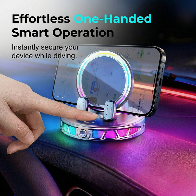 ⏳Time-Limited Special⏰RGB Car Phone Mount – Auto-Clamping & Wireless Charging – Safe One-Hand Driving 🚗