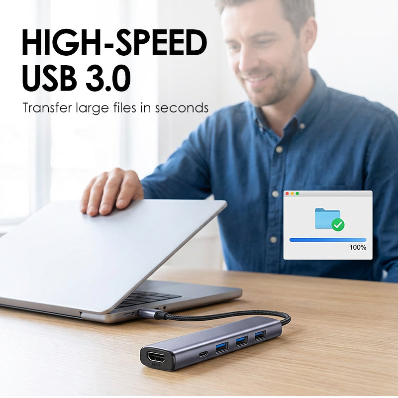 Portable 5-in-1 USB-C Hub with 4K HDMI Output