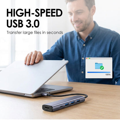 Portable 5-in-1 USB-C Hub with 4K HDMI Output
