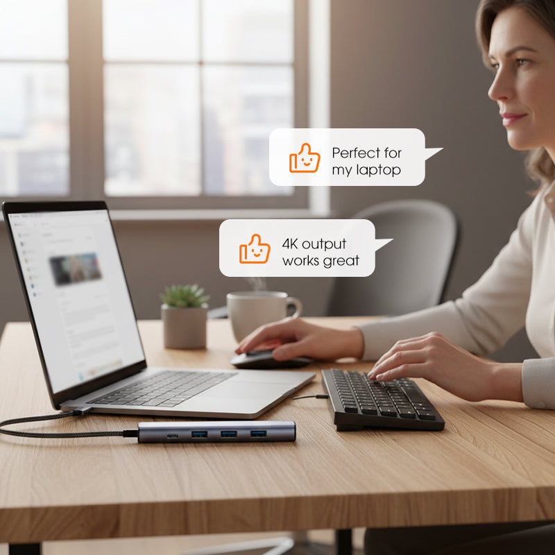Portable 5-in-1 USB-C Hub with 4K HDMI Output