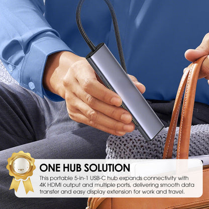 Portable 5-in-1 USB-C Hub with 4K HDMI Output